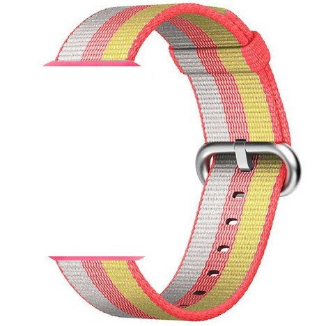 Curea iUni compatibila cu Apple Watch 1/2/3/4/5/6/7, 44mm, Nylon, Woven Strap, Rainbow