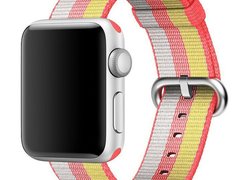 Curea iUni compatibila cu Apple Watch 1/2/3/4/5/6/7, 44mm, Nylon, Woven Strap, Rainbow